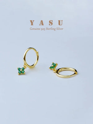 Yasu 925 Silver Clover Hoop Earrings for Women Colorful Drop Jewelry