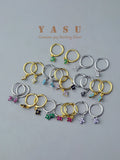 Yasu 925 Silver Clover Hoop Earrings for Women Colorful Drop Jewelry