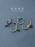 Yasu 925 Silver Clover Hoop Earrings for Women Colorful Drop Jewelry