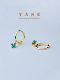 Yasu 925 Silver Clover Hoop Earrings for Women Colorful Drop Jewelry