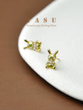 Yasu 925 Silver Mini Rabbit Earrings for Women Bunny Pearl Stud Earrings