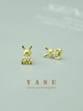 Yasu 925 Silver Mini Rabbit Earrings for Women Bunny Pearl Stud Earrings