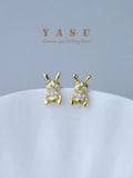 Yasu 925 Silver Mini Rabbit Earrings for Women Bunny Pearl Stud Earrings