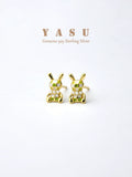 Yasu 925 Silver Mini Rabbit Earrings for Women Bunny Pearl Stud Earrings