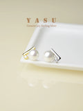 Yasu 925 Silver Pearl Earrings for Women Beam Studs