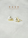 Yasu 925 Silver Pearl Earrings for Women Beam Studs