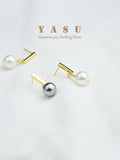 Yasu 925 Silver Grey Pearl Stud Earrings