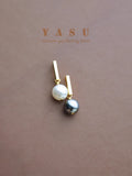 Yasu 925 Silver Grey Pearl Stud Earrings
