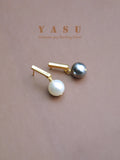 Yasu 925 Silver Grey Pearl Stud Earrings