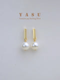 Yasu 925 Silver Grey Pearl Stud Earrings