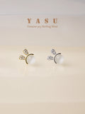 Yasu 925 Sterling Silver Opal Stud Earrings Bunny Ears for Girls