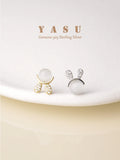 Yasu 925 Sterling Silver Opal Stud Earrings Bunny Ears for Girls