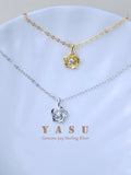 Yasu 925 Silver Flower Pendant Necklace 14k Plated Chain Gift
