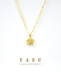 Yasu 925 Silver Flower Pendant Necklace 14k Plated Chain Gift