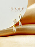 Yasu 925 Sterling Silver Plating 14k Geometric Square Stud Earrings