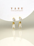 Yasu 925 Sterling Silver Plating 14k Geometric Square Stud Earrings