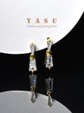 Yasu 925 Sterling Silver Plating 14k Geometric Square Stud Earrings