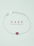 Yasu 925 Silver Ruby Heart Bracelet 14K Plated Chain Party Jewelry