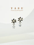 Yasu 925 Silver Flower Drop Earrings Women Party Jewelry