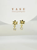 Yasu 925 Silver Flower Drop Earrings Women Party Jewelry