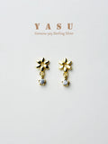 Yasu 925 Silver Flower Drop Earrings Women Party Jewelry