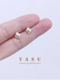 Yasu 925 Silver Small Earring French Rose Enamel Stud Earrings