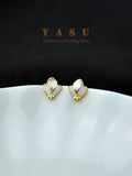 Yasu 925 Silver Small Earring French Rose Enamel Stud Earrings