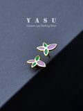Yasu Small Flower Enamel Stud Earrings 925 Silver