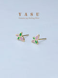 Yasu Small Flower Enamel Stud Earrings 925 Silver