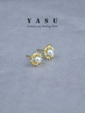Yasu 925 Silver Vintage Natural Pearl Stud Earrings Noble Wedding Jewelry
