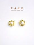 Yasu 925 Silver Vintage Natural Pearl Stud Earrings Noble Wedding Jewelry