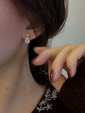 Yasu Water Drop Diamond Pearl Stud Earrings 925 Silver 14K Plating