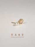 Yasu Water Drop Diamond Pearl Stud Earrings 925 Silver 14K Plating
