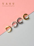 Yasu Small Hoop Earrings 925 Sterling Silver Diamond Round 18K Plated
