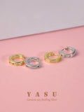 Yasu Small Hoop Earrings 925 Sterling Silver Diamond Round 18K Plated