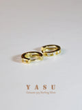 Yasu Small Hoop Earrings 925 Sterling Silver Diamond Round 18K Plated