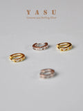 Yasu Small Hoop Earrings 925 Sterling Silver Diamond Round 18K Plated