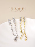 Yasu 925 Silver Crystal Tassel Earrings 18k Plated