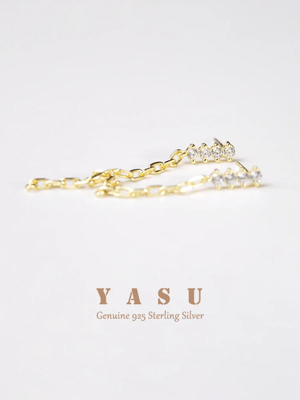 Yasu 925 Silver Crystal Tassel Earrings 18k Plated