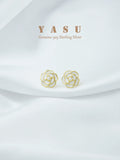 Yasu Enamel Camellia Pearl Stud Earrings 925 Silver