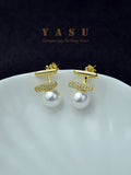 Yasu 925 Silver Freshwater Pearl Earrings Two Way Studs Wedding Jewelry