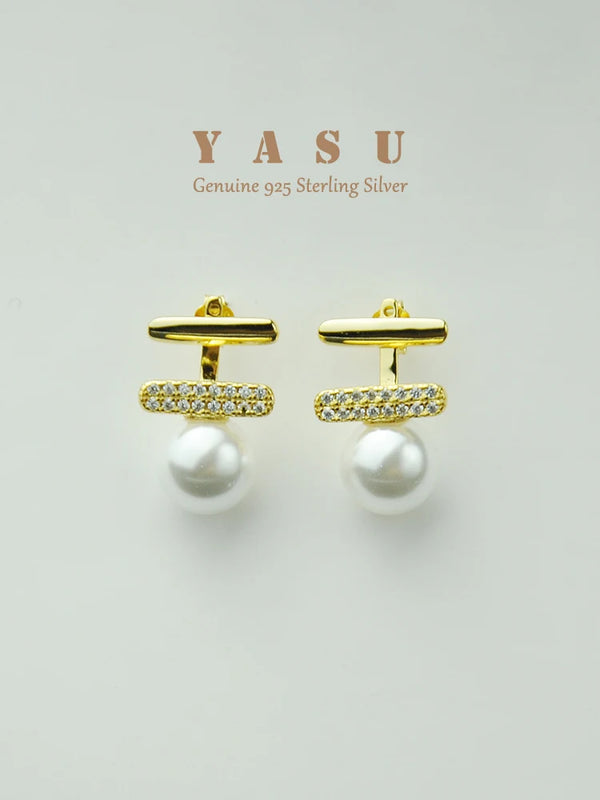 Yasu 925 Silver Freshwater Pearl Earrings Two Way Studs Wedding Jewelry