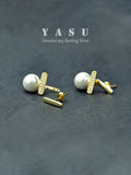 Yasu 925 Silver Freshwater Pearl Earrings Two Way Studs Wedding Jewelry