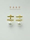Yasu 925 Silver Freshwater Pearl Earrings Two Way Studs Wedding Jewelry