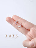 Yasu 925 Sterling Silver Plated Crystal Olive Branch Stud Earrings