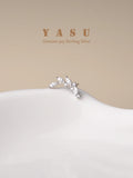 Yasu 925 Sterling Silver Plated Crystal Olive Branch Stud Earrings