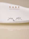 Yasu 925 Sterling Silver Plated Crystal Olive Branch Stud Earrings