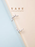 Yasu 925 Sterling Silver Plated Crystal Olive Branch Stud Earrings