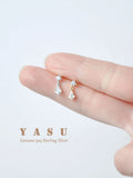 Yasu S925 Sterling Silver Crystal Water Drop Earrings 14k Real Plating