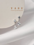 Yasu S925 Sterling Silver Crystal Water Drop Earrings 14k Real Plating